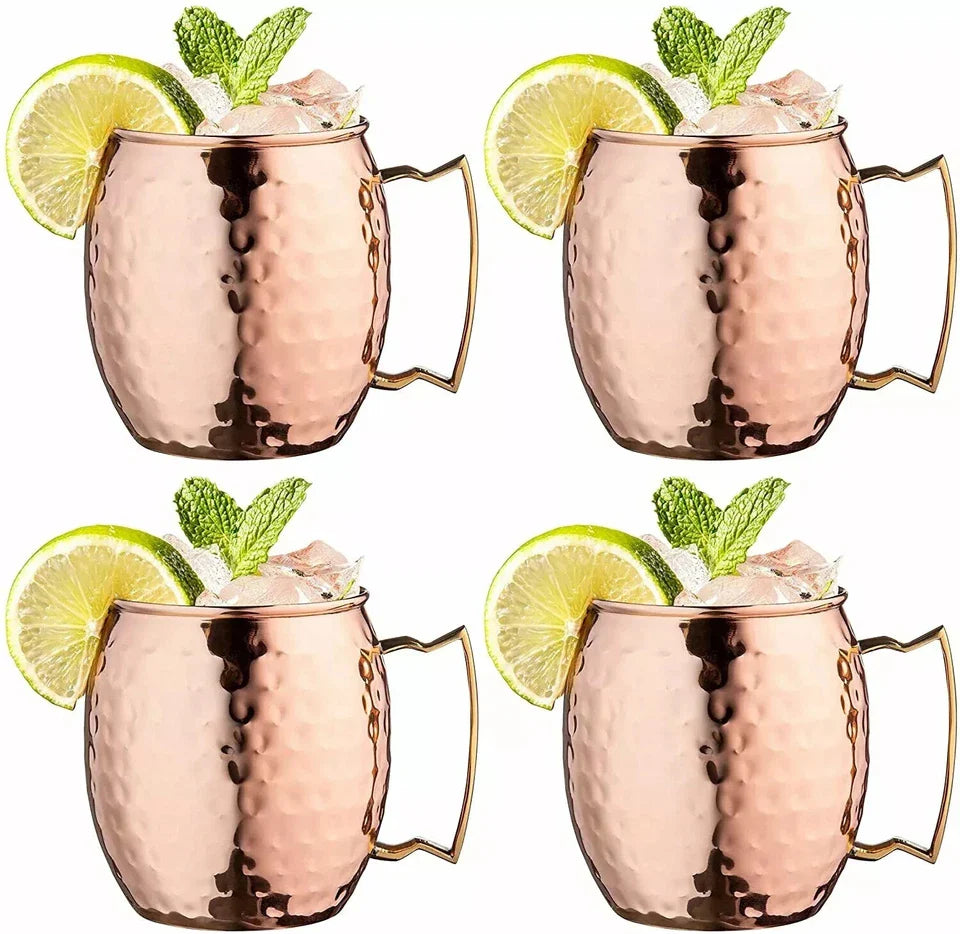 Authentic Copper Moscow Mule Mugs | Hammered Finish | Classic Barware