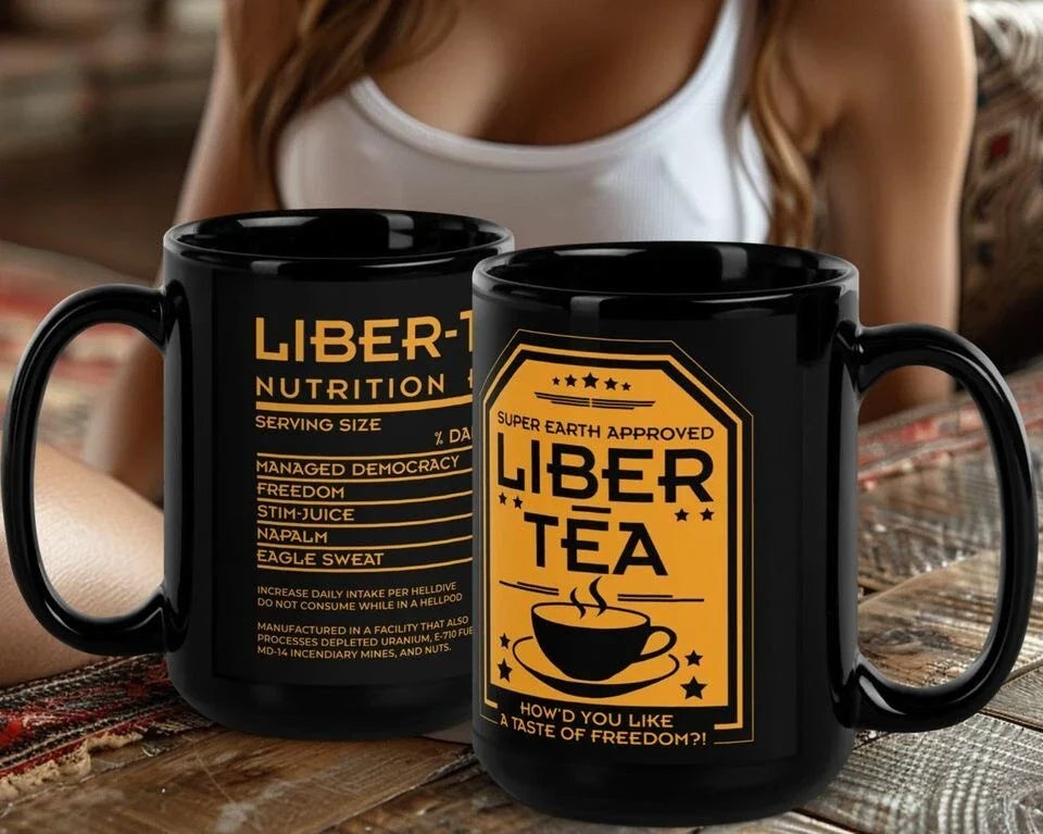 Liber-Tea Helldivers Mug, Morning Cup Of Liber-Tea, Helldivers Taste Democracy