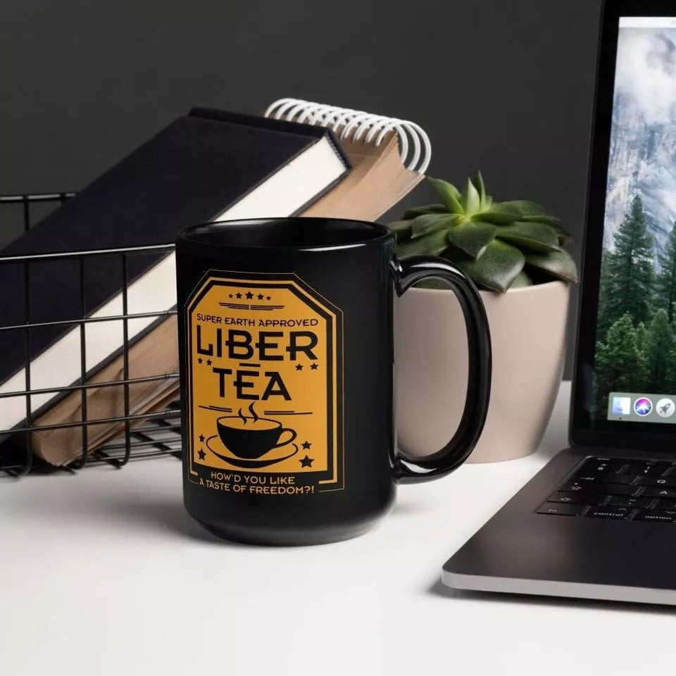 Liber-Tea Helldivers Mug, Morning Cup Of Liber-Tea, Helldivers Taste Democracy
